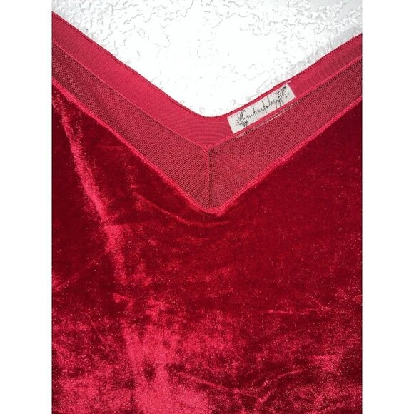 Free People Velvet Cami Very Red Size Large Tank Top Loose Side Slits Women’s 1E - Picture 4 of 8